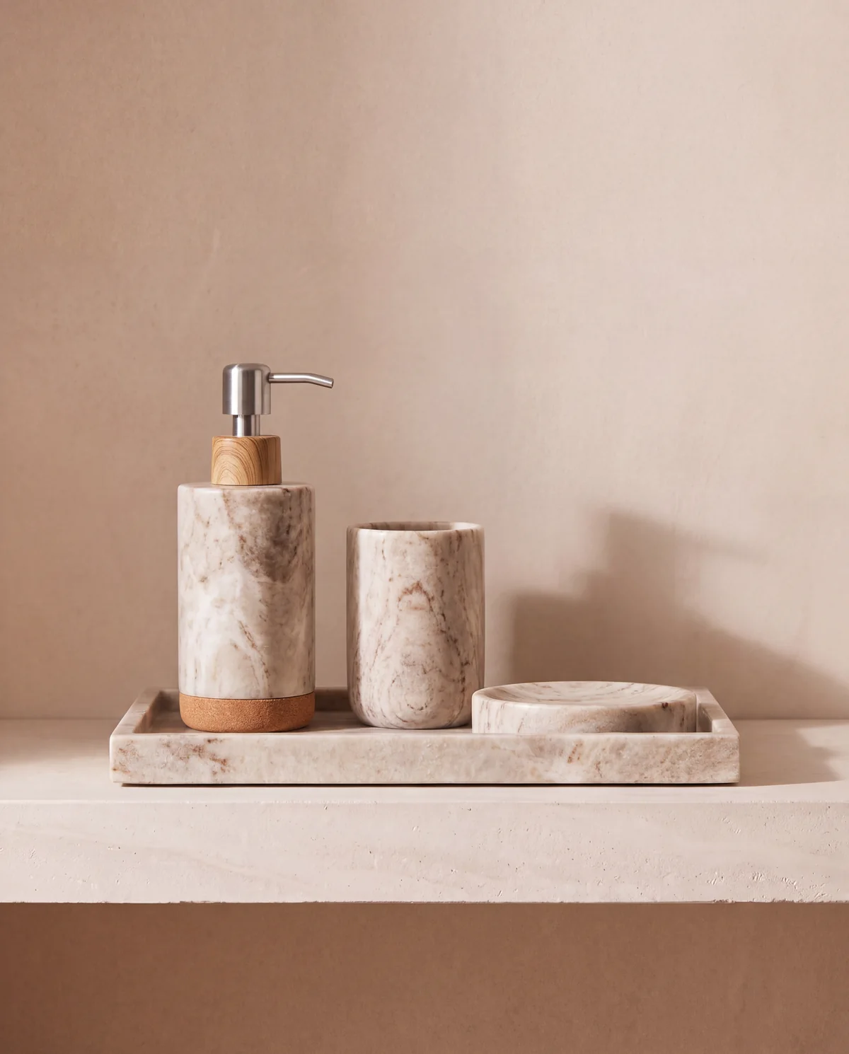 Marble Bath Accessory Set, 4 pieces